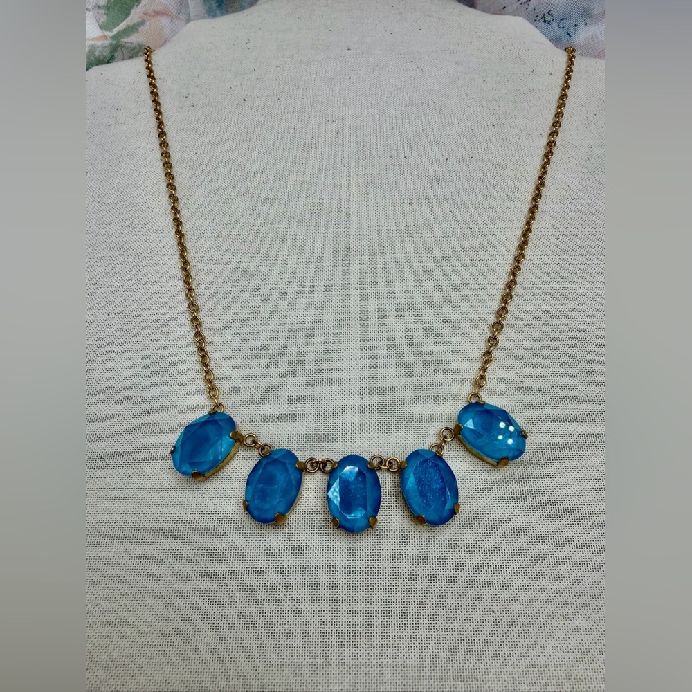 Touchstone Crystal Sea Blue and Gold Necklace #10SN